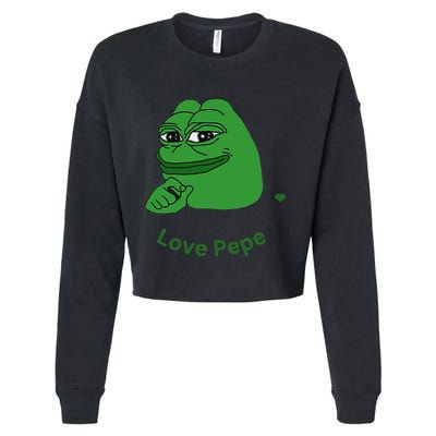 Pepe Meme Coin Crypto Coin Love Pepe Cropped Pullover Crew