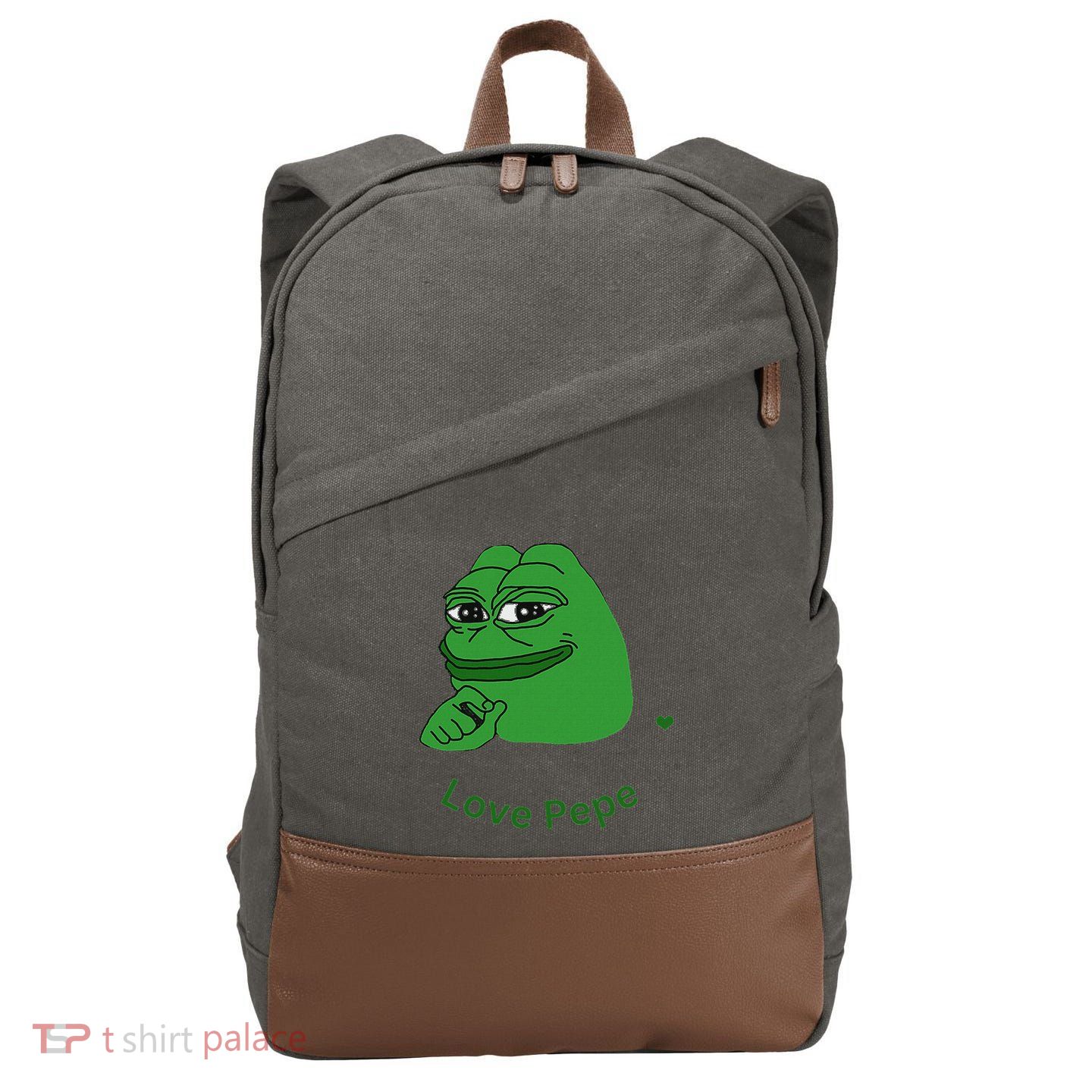 Pepe Meme Coin Crypto Coin Love Pepe Cotton Canvas Backpack