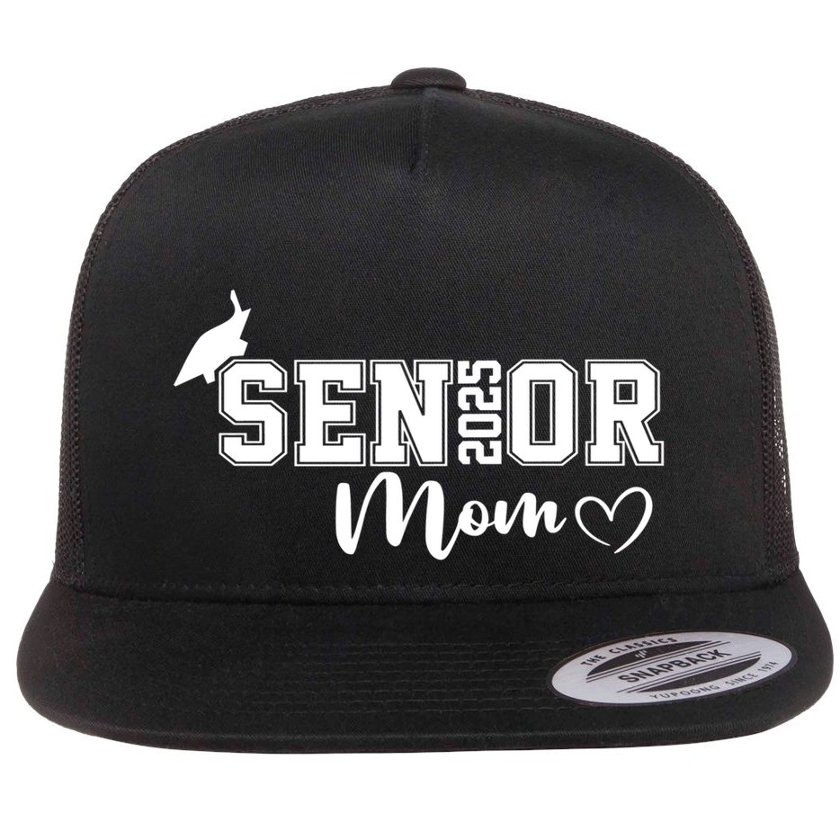 Proud Mom Cute Heart Graduate Senior 2025 Graduation Gift Flat Bill Trucker Hat
