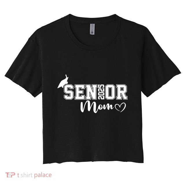 Proud Mom Cute Heart Graduate Senior 2025 Graduation Gift Crop Top