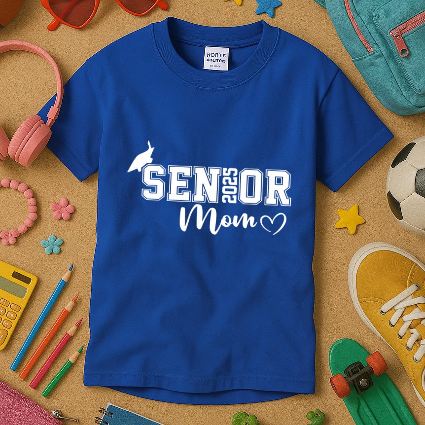 Proud Mom Cute Heart Graduate Senior 2025 Graduation Gift Kids T-Shirt