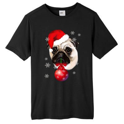 Pug Merry Christmas Funny Pug Face Santa Snow Xmas Great Gift Tall Fusion ChromaSoft Performance T-Shirt