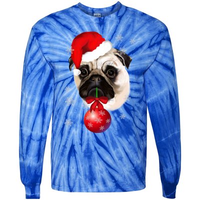 Pug Merry Christmas Funny Pug Face Santa Snow Xmas Great Gift Tie-Dye Long Sleeve Shirt