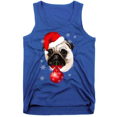 Pug Merry Christmas Funny Pug Face Santa Snow Xmas Great Gift Tank Top