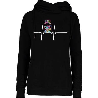 Pharmacist Medical Chemist Pharmacy Heartbeats Meds Womens Funnel Neck Pullover Hood