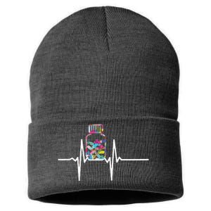 Pharmacist Medical Chemist Pharmacy Heartbeats Meds Sustainable Knit Beanie