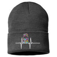 Pharmacist Medical Chemist Pharmacy Heartbeats Meds Sustainable Knit Beanie