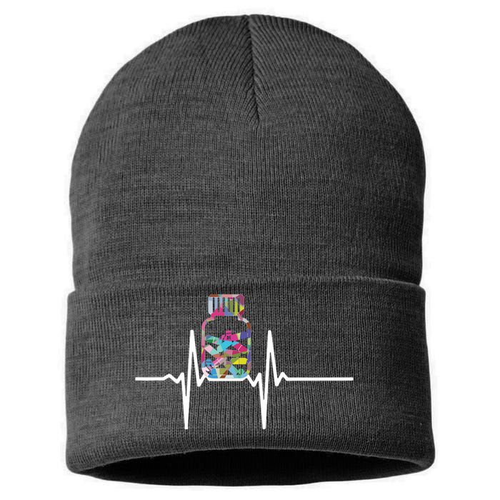 Pharmacist Medical Chemist Pharmacy Heartbeats Meds Sustainable Knit Beanie