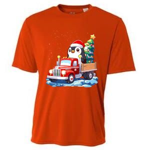 Penguin Merry Christmas Tree Truck Uglx Xmas Gift Cooling Performance Crew T-Shirt