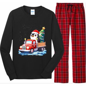 Penguin Merry Christmas Tree Truck Uglx Xmas Gift Long Sleeve Pajama Set