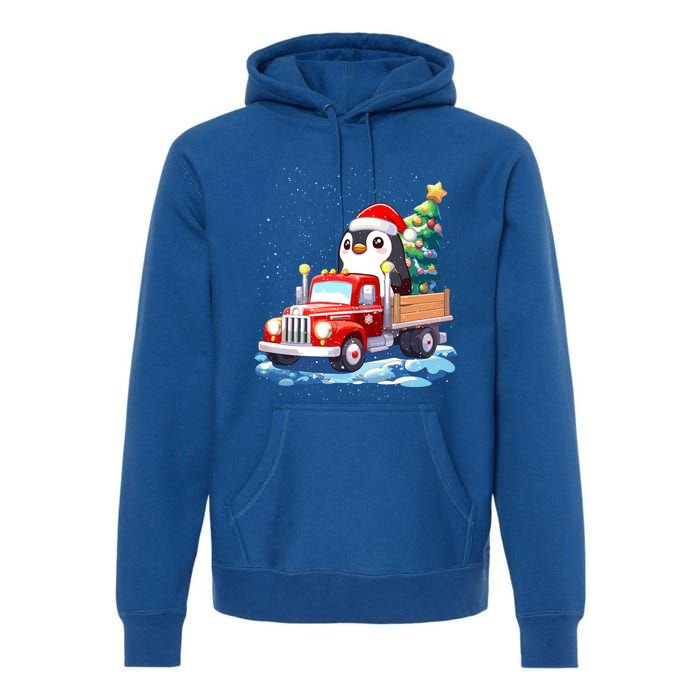 Penguin Merry Christmas Tree Truck Uglx Xmas Gift Premium Hoodie