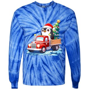 Penguin Merry Christmas Tree Truck Uglx Xmas Gift Tie-Dye Long Sleeve Shirt