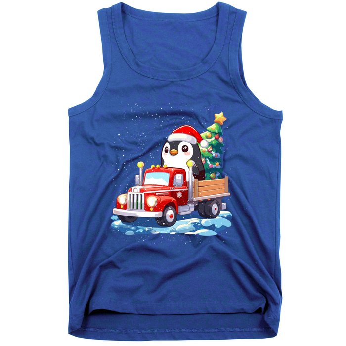 Penguin Merry Christmas Tree Truck Uglx Xmas Gift Tank Top