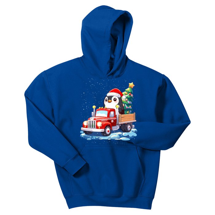 Penguin Merry Christmas Tree Truck Uglx Xmas Gift Kids Hoodie