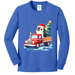 Penguin Merry Christmas Tree Truck Uglx Xmas Gift Kids Long Sleeve Shirt