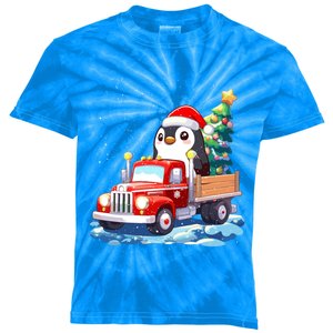 Penguin Merry Christmas Tree Truck Uglx Xmas Gift Kids Tie-Dye T-Shirt