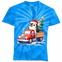 Penguin Merry Christmas Tree Truck Uglx Xmas Gift Kids Tie-Dye T-Shirt