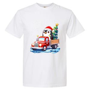 Penguin Merry Christmas Tree Truck Uglx Xmas Gift Garment-Dyed Heavyweight T-Shirt