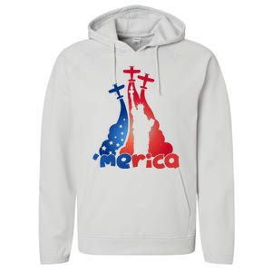 Patriotic Merica Classic Airplane Airshow Statue Of Liberty Performance Fleece Hoodie