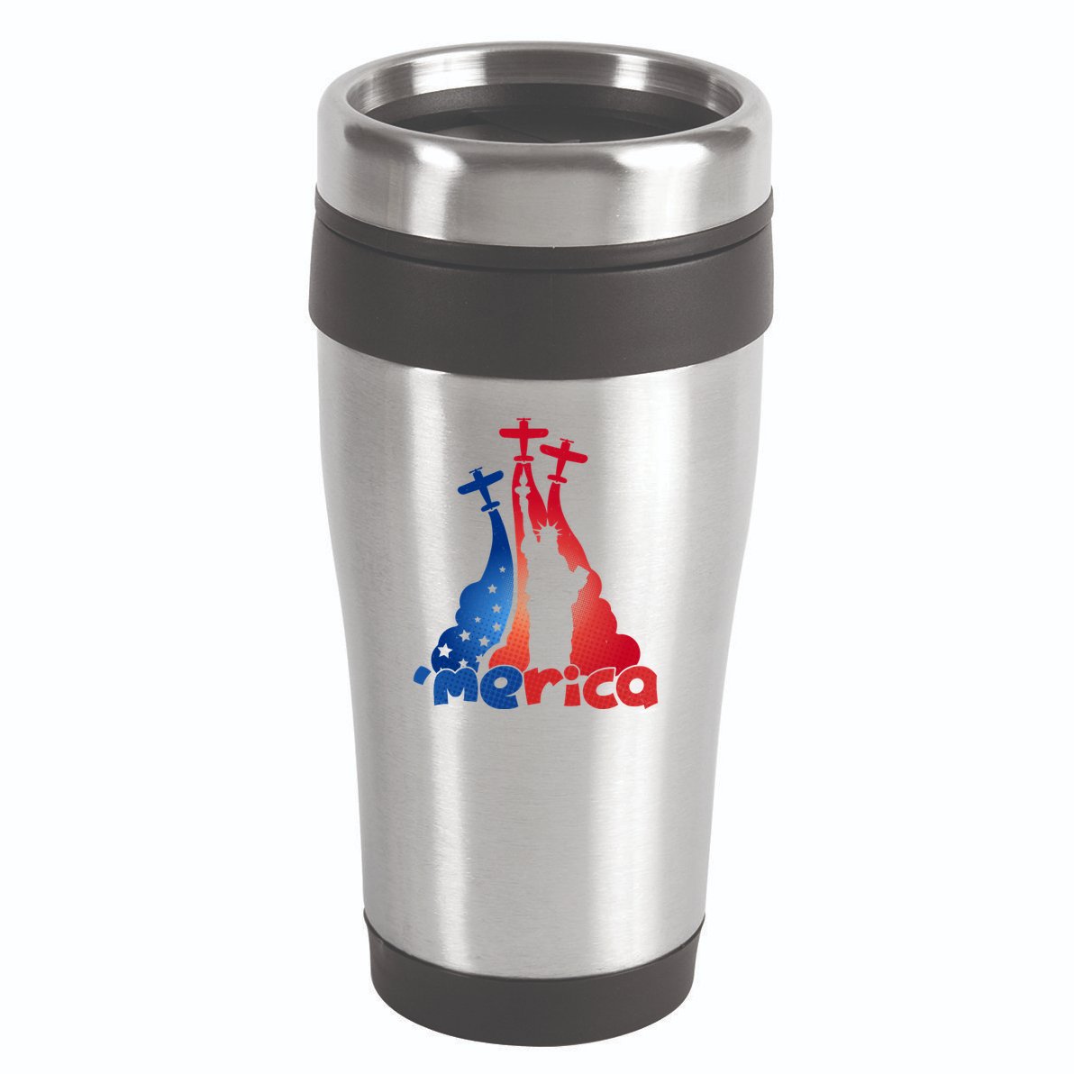 Patriotic Merica Classic Airplane Airshow Statue Of Liberty 16oz Travel Tumbler