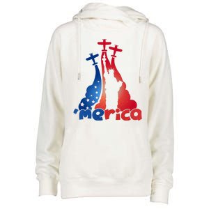 Patriotic Merica Classic Airplane Airshow Statue Of Liberty Womens Funnel Neck Pullover Hood