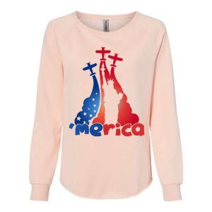 Patriotic Merica Classic Airplane Airshow Statue Of Liberty Womens California Wash Sweatshirt