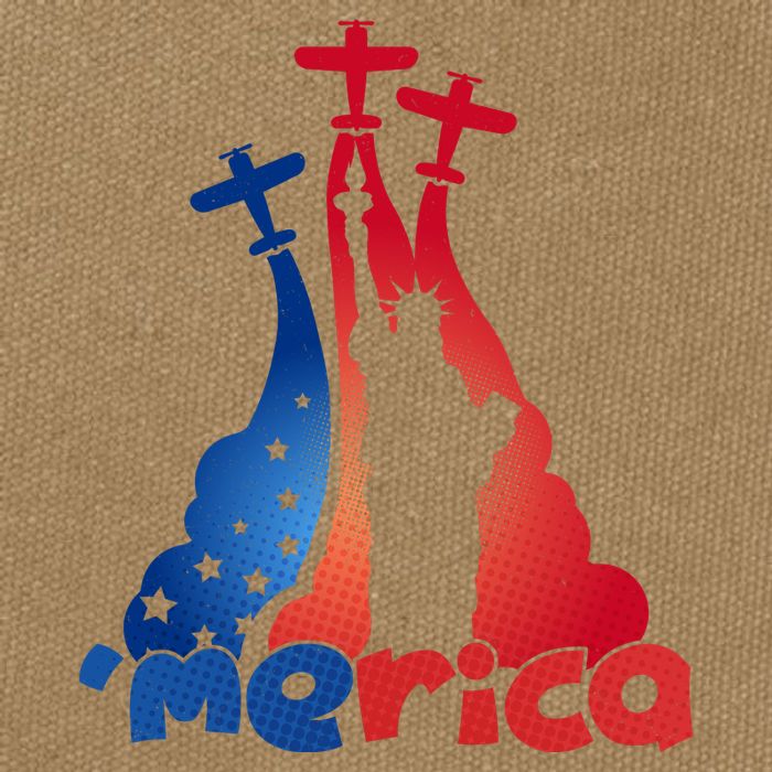 Patriotic Merica Classic Airplane Airshow Statue Of Liberty Cotton Canvas Backpack