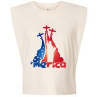 Patriotic Merica Classic Airplane Airshow Statue Of Liberty Garment-Dyed Women's Muscle Tee
