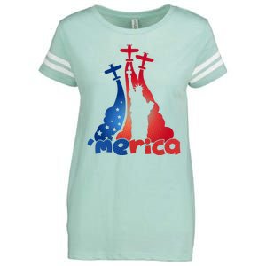 Patriotic Merica Classic Airplane Airshow Statue Of Liberty Enza Ladies Jersey Football T-Shirt