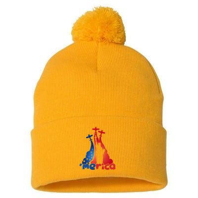 Patriotic Merica Classic Airplane Airshow Statue Of Liberty Pom Pom 12in Knit Beanie