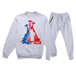 Patriotic Merica Classic Airplane Airshow Statue Of Liberty Premium Crewneck Sweatsuit Set