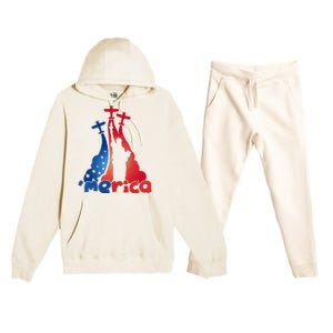 Patriotic Merica Classic Airplane Airshow Statue Of Liberty Premium Hooded Sweatsuit Set