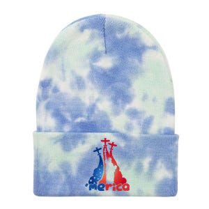 Patriotic Merica Classic Airplane Airshow Statue Of Liberty Tie Dye 12in Knit Beanie