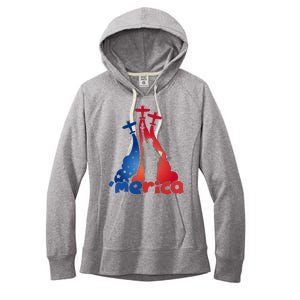 Patriotic Merica Classic Airplane Airshow Statue Of Liberty Women's Fleece Hoodie