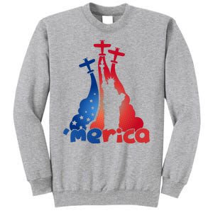 Patriotic Merica Classic Airplane Airshow Statue Of Liberty Tall Sweatshirt