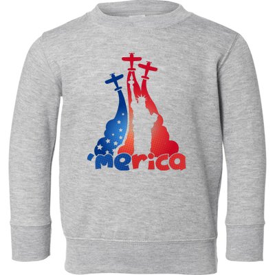 Patriotic Merica Classic Airplane Airshow Statue Of Liberty Toddler Sweatshirt