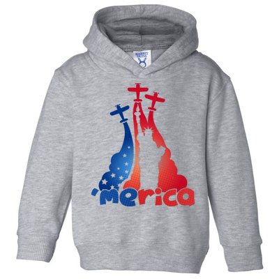 Patriotic Merica Classic Airplane Airshow Statue Of Liberty Toddler Hoodie