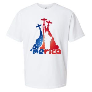 Patriotic Merica Classic Airplane Airshow Statue Of Liberty Sueded Cloud Jersey T-Shirt