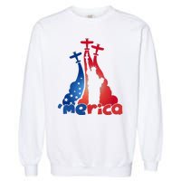 Patriotic Merica Classic Airplane Airshow Statue Of Liberty Garment-Dyed Sweatshirt