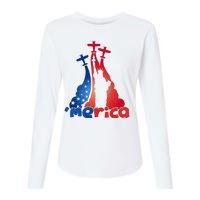 Patriotic Merica Classic Airplane Airshow Statue Of Liberty Womens Cotton Relaxed Long Sleeve T-Shirt