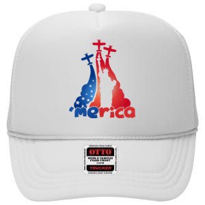 Patriotic Merica Classic Airplane Airshow Statue Of Liberty High Crown Mesh Back Trucker Hat