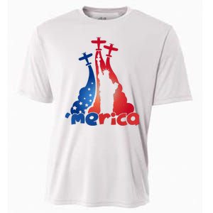 Patriotic Merica Classic Airplane Airshow Statue Of Liberty Cooling Performance Crew T-Shirt