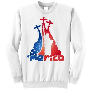 Patriotic Merica Classic Airplane Airshow Statue Of Liberty Sweatshirt