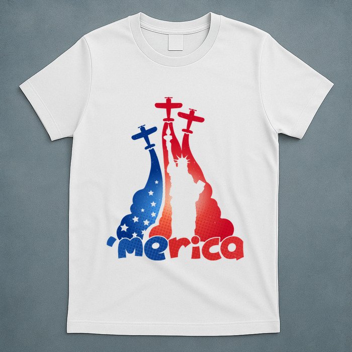 Patriotic Merica Classic Airplane Airshow Statue Of Liberty T-Shirt