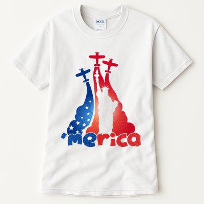 Patriotic Merica Classic Airplane Airshow Statue Of Liberty Tall T-Shirt
