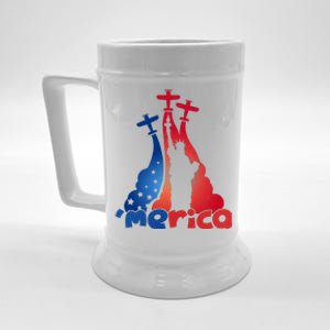 Patriotic Merica Classic Airplane Airshow Statue Of Liberty Beer Stein