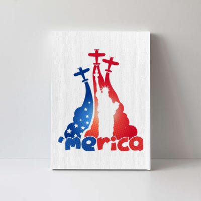 Patriotic Merica Classic Airplane Airshow Statue Of Liberty Canvas