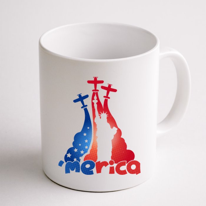 Patriotic Merica Classic Airplane Airshow Statue Of Liberty Mug