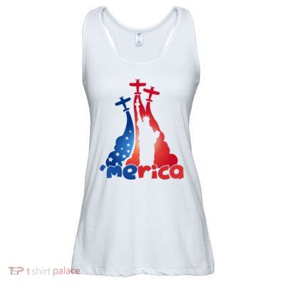Patriotic Merica Classic Airplane Airshow Statue Of Liberty Ladies Essential Flowy Tank