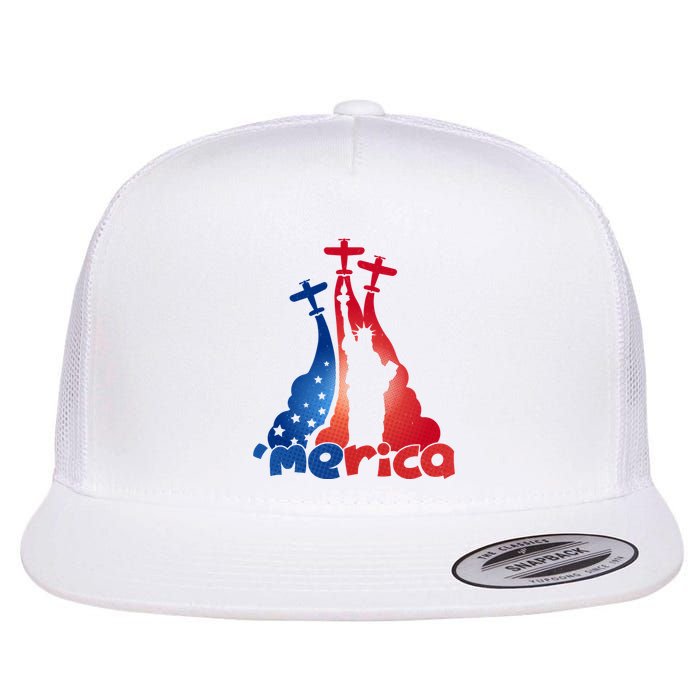 Patriotic Merica Classic Airplane Airshow Statue Of Liberty Flatbill Hat